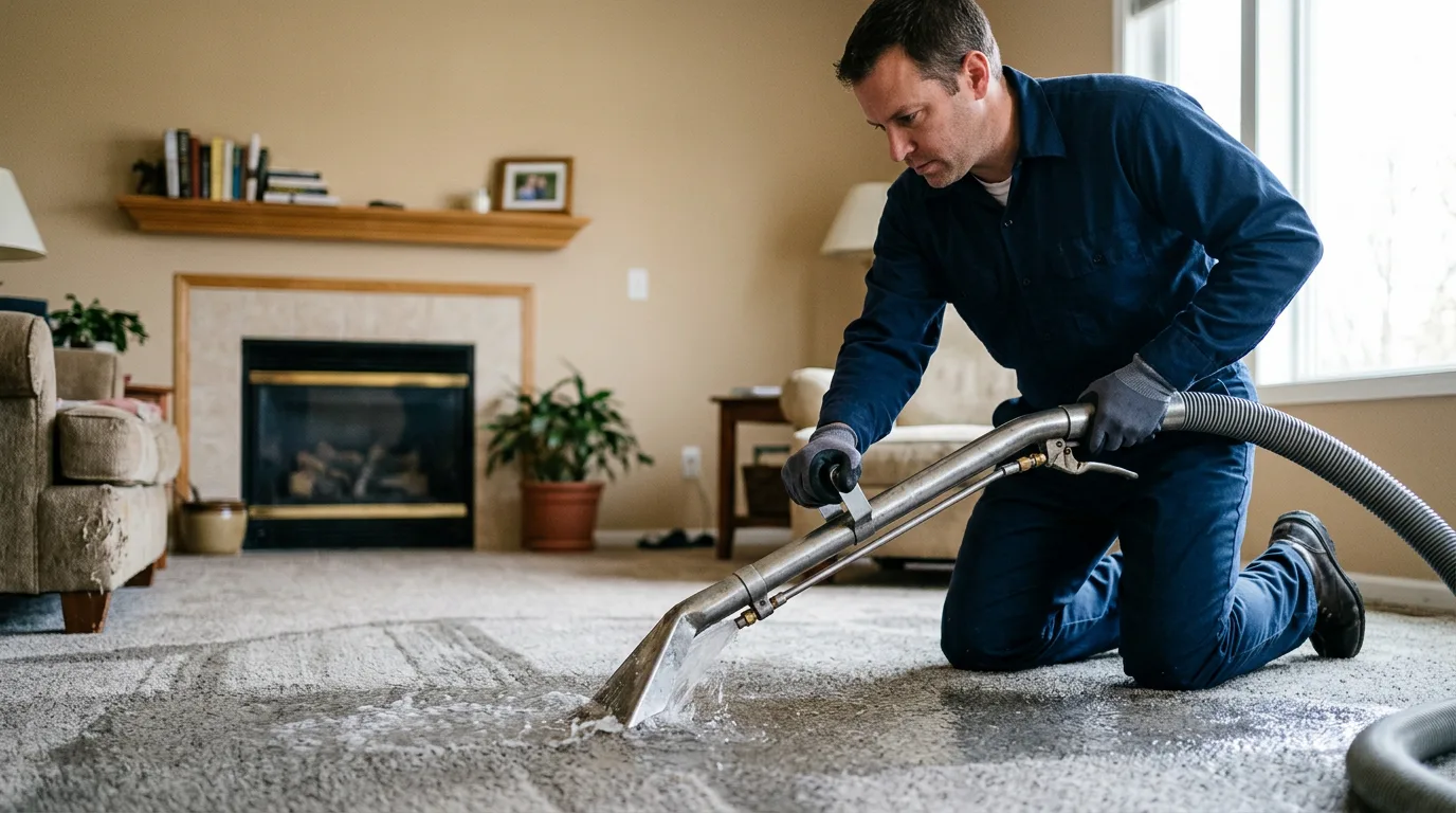 Water damage restoration technician working near Orangeville, PA